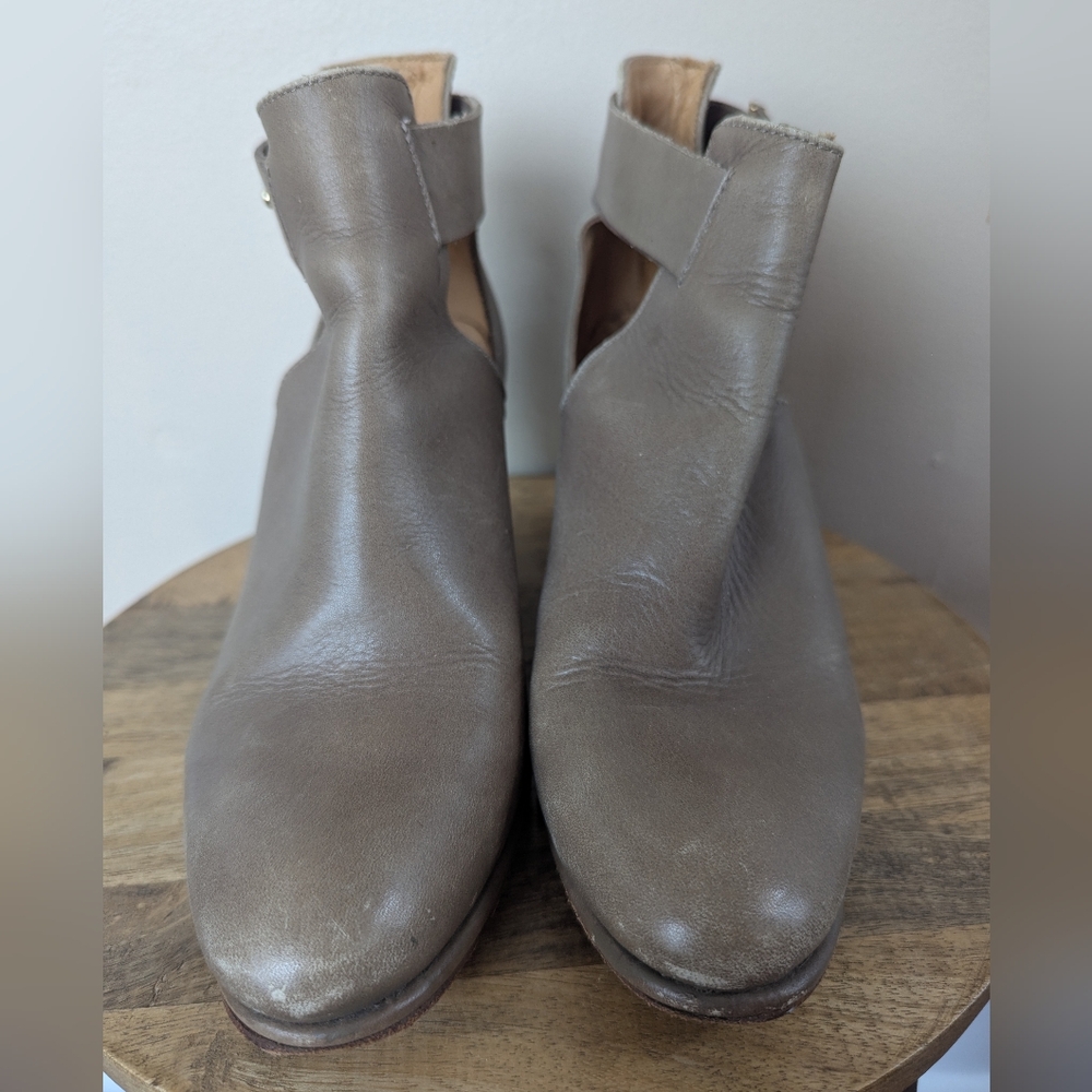 Whistles Leather Peep Strap Ankle Boots/Booties, Gray Brown/Beige (SIZE 38/7 - Picture 7 of 12